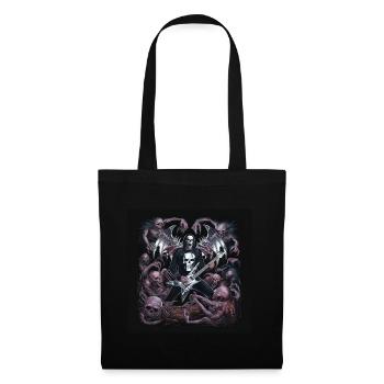 Motif Métal - Guitare et Crâne - Sac en tissu - noir - Devant