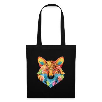 Renard coloré fait de motif artistique - Sac en tissu - noir - Devant