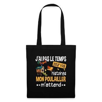 Poulailler poule volaille poussin. Cadeau ferme - Sac en tissu - noir - Devant