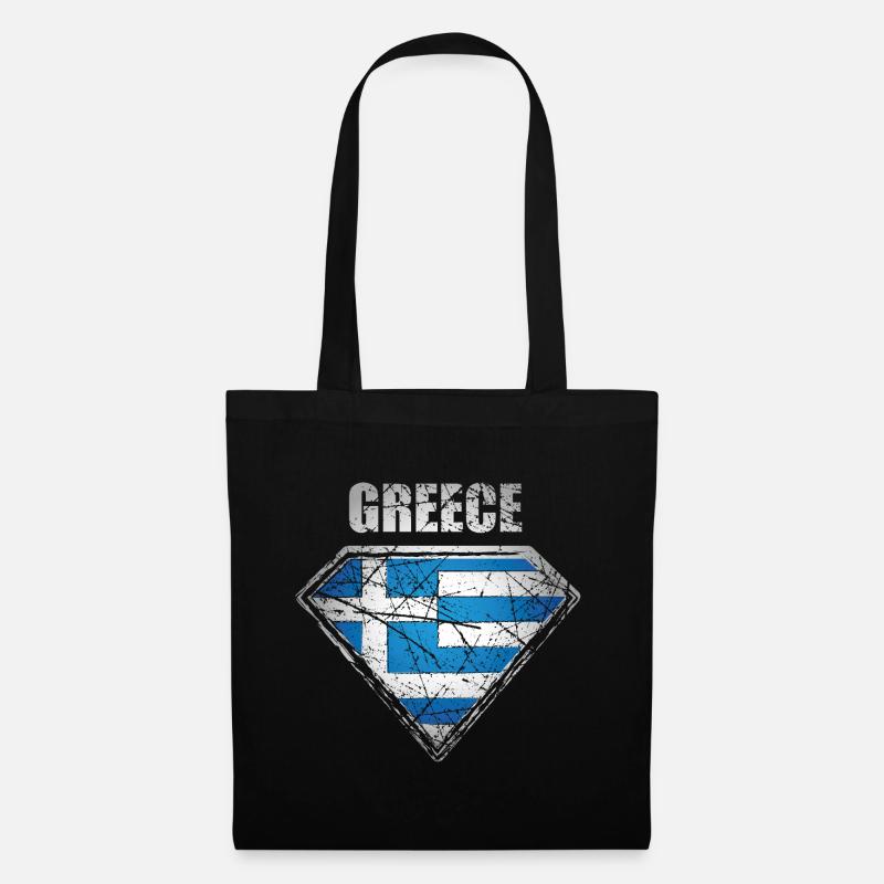 Griechenland Superheld Flagge griechisches Symbol - Stoffbeutel - Schwarz