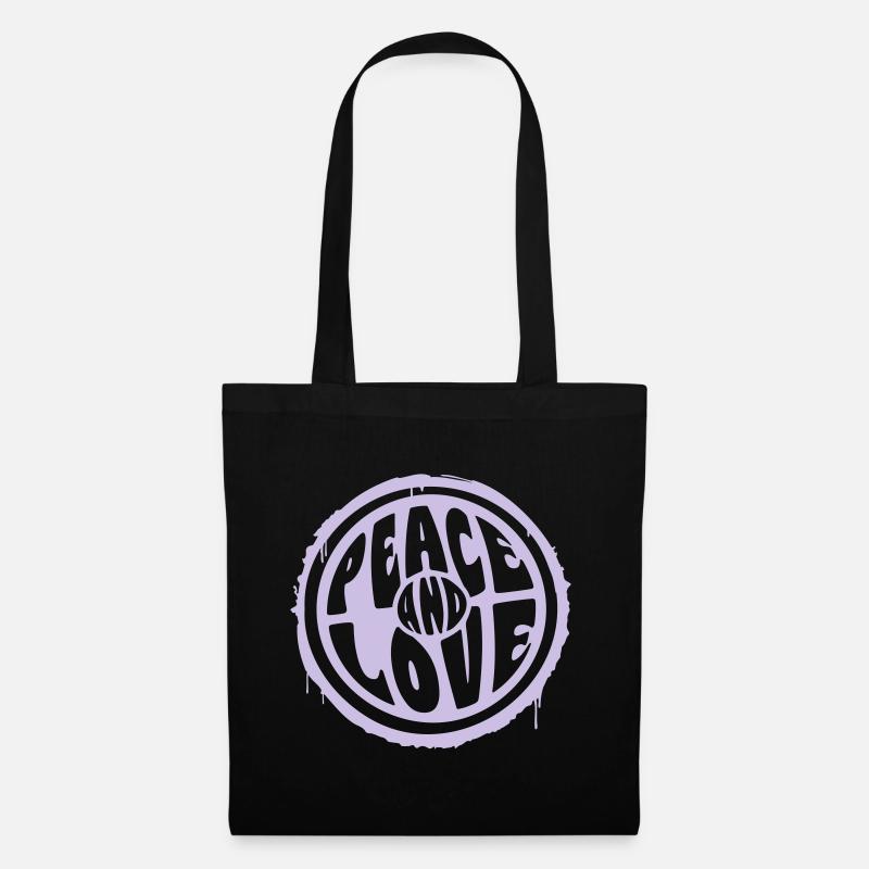 Peace and Love - Stoffbeutel - Schwarz