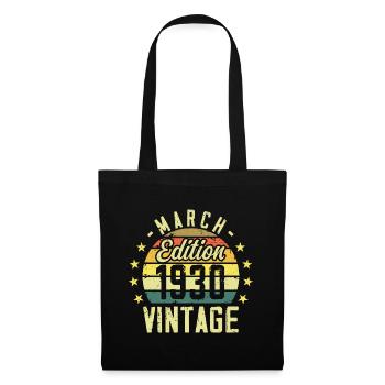 Jahrgang März 1930 Vintage Geburtstagsgeschenk aus den 1930er Jahren - Stoffbeutel - Schwarz - Vorne