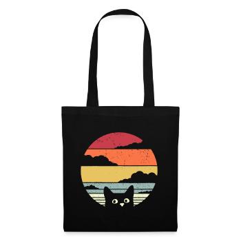 Graphique drôle de chat - Sac en tissu - noir - Devant