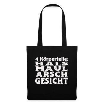 Hals Maul Arsch Gesicht - Stoffbeutel - Schwarz - Vorne