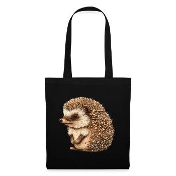 Süßer Vintage Igel - Stoffbeutel - Schwarz - Vorne