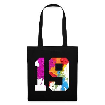 NUMÉRO COLORÉ 19 COLORÉ 19E ANNIVERSAIRE - Sac en tissu - noir - Devant