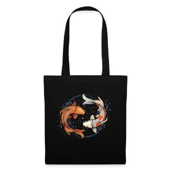 Mignon Axolotl Yin Yang Koi Fish - Sac en tissu - noir - Devant