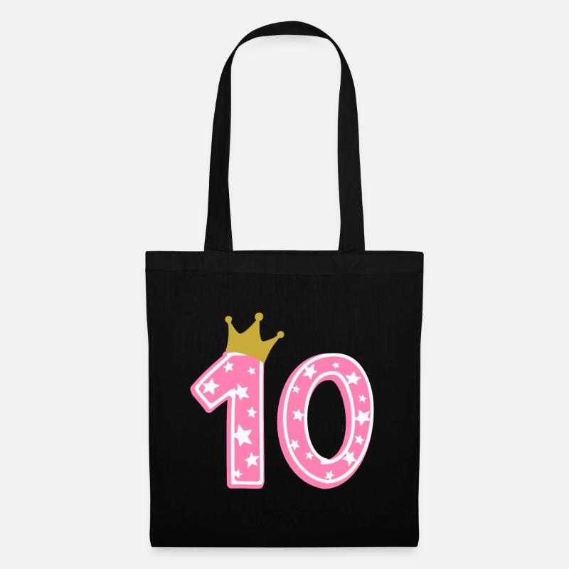 10 Krone 10. Geburtstag 10 Jahre - Stoffbeutel - Schwarz