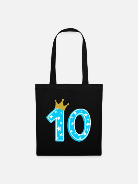 10 Krone 10. Geburtstag 10 Jahre - Stoffbeutel - Schwarz