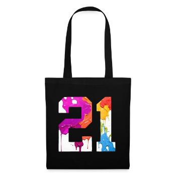 NUMÉRO COLORÉ 21 COLORÉ 21E ANNIVERSAIRE - Sac en tissu - noir - Devant