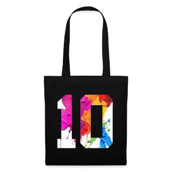 NUMÉRO COLORÉ 10 COLORÉ 10E ANNIVERSAIRE - Sac en tissu - noir - Devant