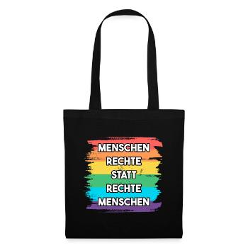 Menschenrechte statt rechte Menschen LGBT Vielfalt - Stoffbeutel - Schwarz - Vorne