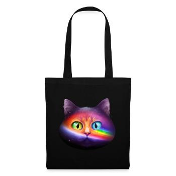 Rainbow universe cats face with green eyes - Tote Bag - black - Front