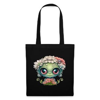 Mignon extraterrestre avec des fleurs - Sac en tissu - noir - Devant