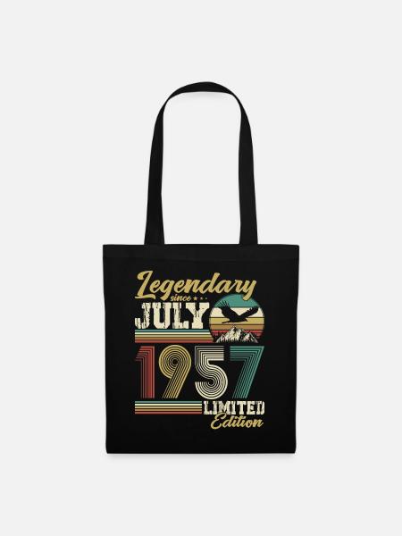 Juli 1957 Jahrgang Vintage Retro Geburtstag - Stoffbeutel - Schwarz