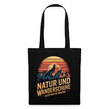 Wandern Wald Berge Wanderschuhe Spruch - Stoffbeutel - Schwarz - Vorne