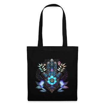 Hamsa Hand, Nazar, Schutzsymbol, Glücksbringer - Stoffbeutel - Schwarz - Vorne