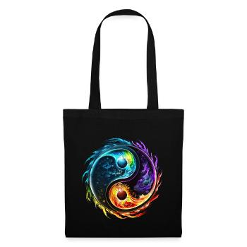 Symbole Yin Yang, Éléments, Tao, Chi, Spiritualité - Sac en tissu - noir - Devant