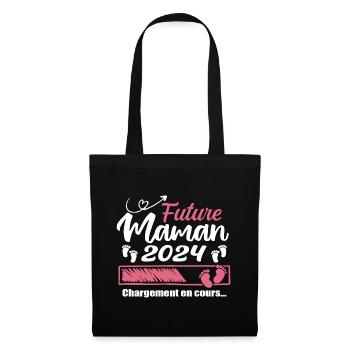 Future Maman 2024 Chargement En Cours - Cadeau - Sac en tissu - noir - Devant