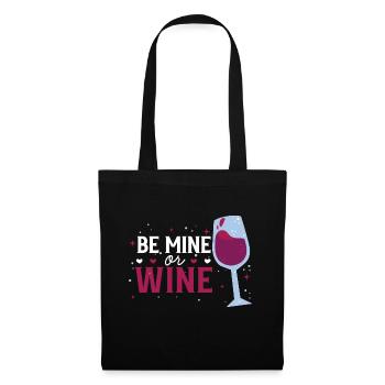 14. Februar Valentinstag-Geschenk Wein - Stoffbeutel - Schwarz - Vorne