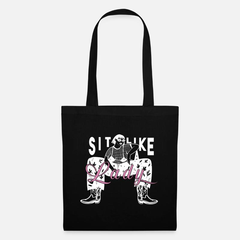 Feminist Statement Sit Like a Lady Ironie Power - Stoffbeutel - Schwarz