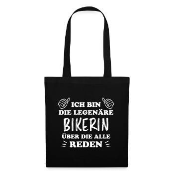 Bikerin Lustiger Spruch Bike Fun Sprüche Geschenk - Stoffbeutel - Schwarz - Vorne