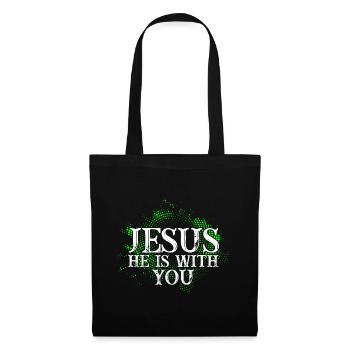 Jésus-Christ est avec vous - Motif chrétien - Sac en tissu - noir - Devant