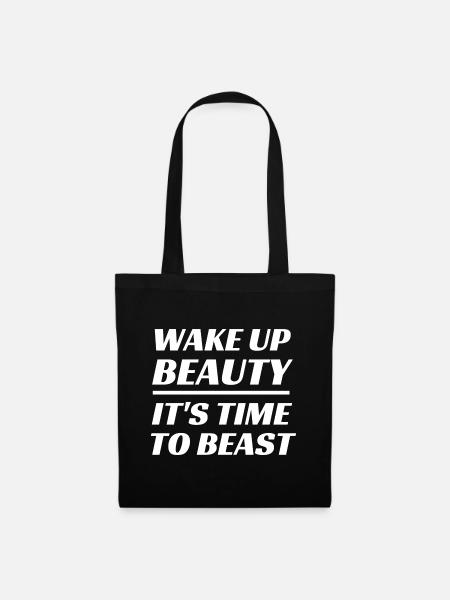 Fitness Girl Quote Saying Cool Funny Beast Gym - Stoffbeutel - Schwarz