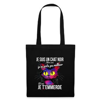 Chat noir - Sac en tissu - noir - Devant