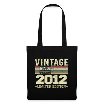 Jahrgang 2012 Retro Geburtstagsgeschenk 2012 - Stoffbeutel - Schwarz - Vorne