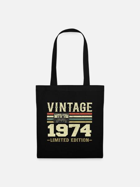 Jahrgang 1974 Retro 1974 Geburtstagsgeschenk - Stoffbeutel - Schwarz