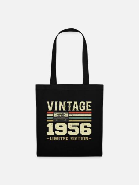 Jahrgang 1956 Retro 1956 Geburtstagsgeschenk - Stoffbeutel - Schwarz