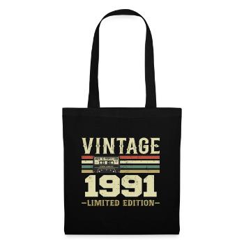 Jahrgang 1991 Retro 1991 Geburtstagsgeschenk - Stoffbeutel - Schwarz - Vorne