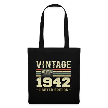 Jahrgang 1942 Retro 1942 Geburtstagsgeschenk - Stoffbeutel - Schwarz - Vorne