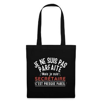 Je ne suis pas parfaite mais je suis SECRÉTAIRE - Sac en tissu - noir - Devant