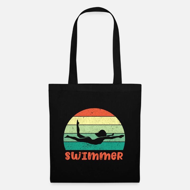 Schwimmer Schwimmen 50 Meter Bahn - Stoffbeutel - Schwarz