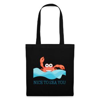 Le crabe crabe dans la mer accueille avec « Ravi de vous voir! » - Sac en tissu - noir - Devant