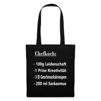 Koch Chefkoch Küchenchef Rezept Spruch - Stoffbeutel - Schwarz - Vorne