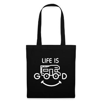 Life is good im Wohnmobil beim Camping mit Reise - Stoffbeutel - Schwarz - Vorne