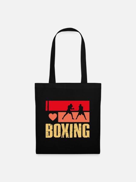 Ich liebe Boxen - Stoffbeutel - Schwarz
