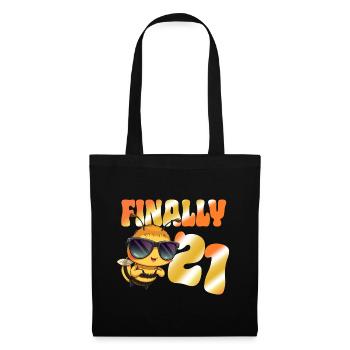 Finally 21 Birthday Bee with Sunglasses Cool - Tote Bag - black - Front