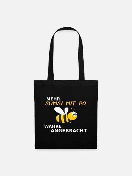 Lustiges Bienen Optimismus Sumsi mit Po Geschenk - Stoffbeutel - Schwarz