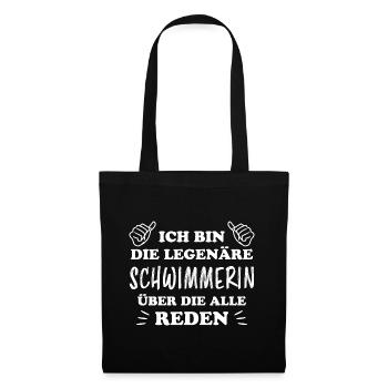 Schwimmerin Lustiger Spruch Fun Schwimmen Geschenk - Stoffbeutel - Schwarz - Vorne