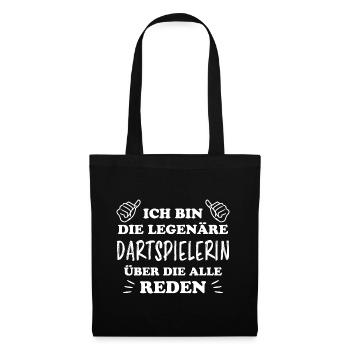 Dartspielerin Witz Spruch Darts Dartpfeil Geschenk - Stoffbeutel - Schwarz - Vorne