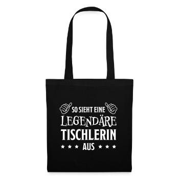 Tischlerin Spruch Schreinerin Tischlerin Geschenk - Stoffbeutel - Schwarz - Vorne