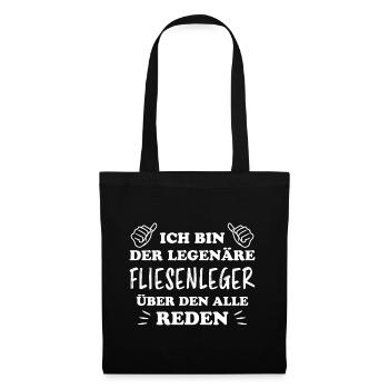 Fliesenleger Lustig Spruch Job Bodenleger Geschenk - Stoffbeutel - Schwarz - Vorne