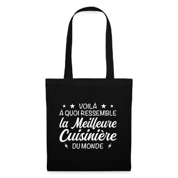Meilleure cuisinière au monde - Idée cadeau - Sac en tissu - noir - Devant