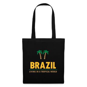 Brazil, living in a tropical world (Linie, Palmen) - Stoffbeutel - Schwarz - Vorne