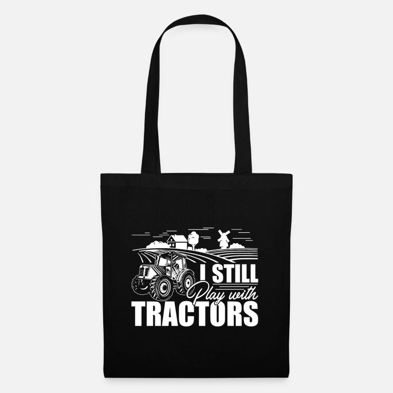 Farmer I Still Play With Tractors - Stoffbeutel - Schwarz