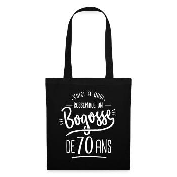 bogosse 70 ans cadeau humour anniversaire 70 ans - Sac en tissu - noir - Devant